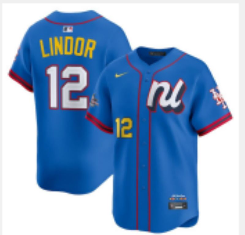 Men 2025 New York Mets #12 Lindor Blue All star Blank Blue Nike MLB Jersey style 4->new york mets->MLB Jersey